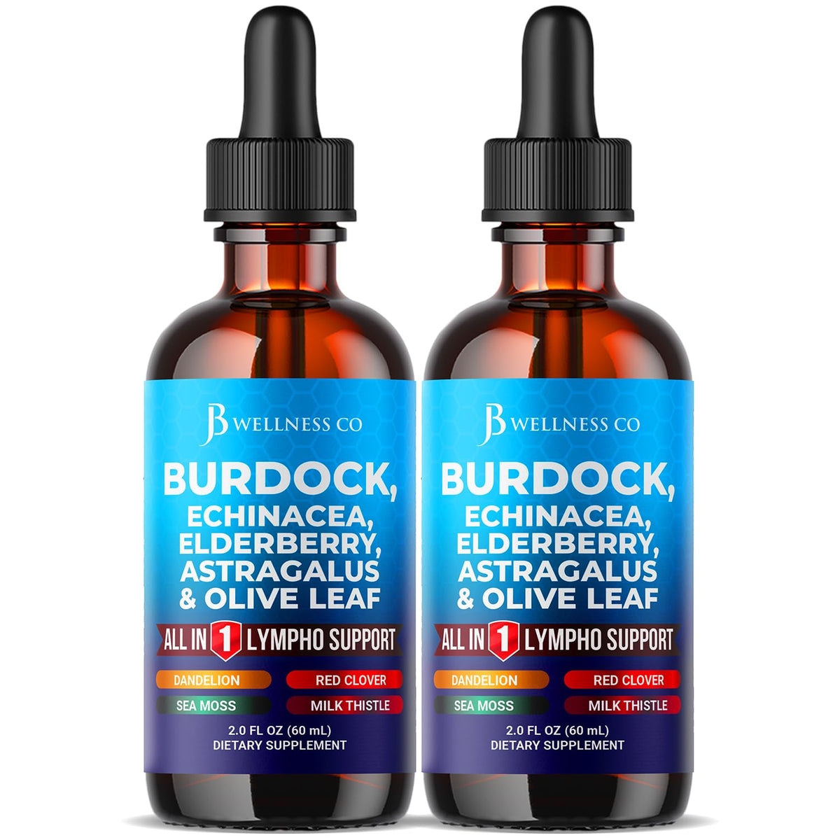 JB Wellness Co Gotas de Bardana para drenaje linfático y salud celular.