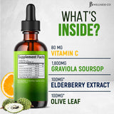 JB Wellness Co Gotas de Guanábana: hojas y fruta de guanábana, fuente natural para bienestar.