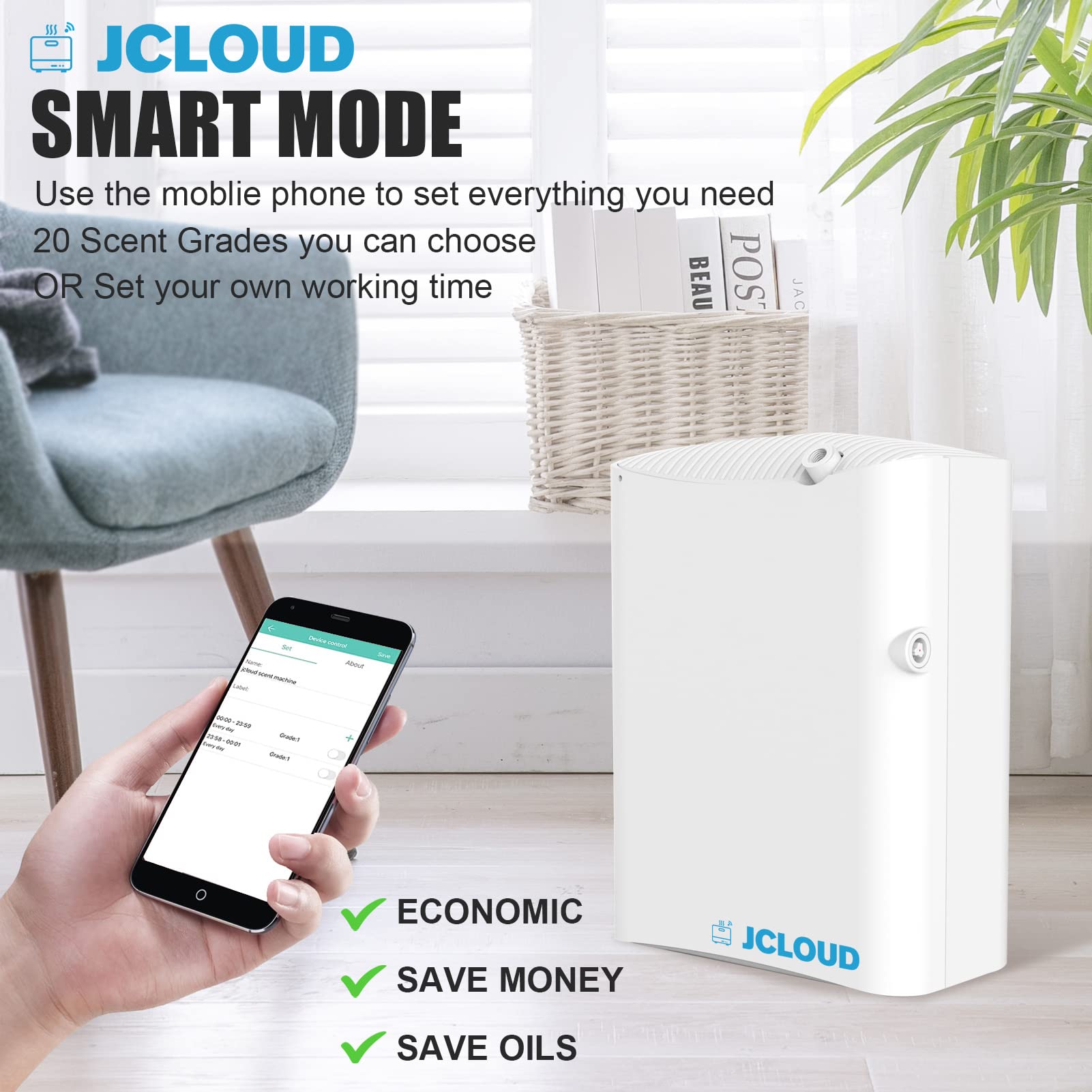 JCLOUD: difusor-aire-tecnologia-fria entrega aromas puros sin dilución ni agua.