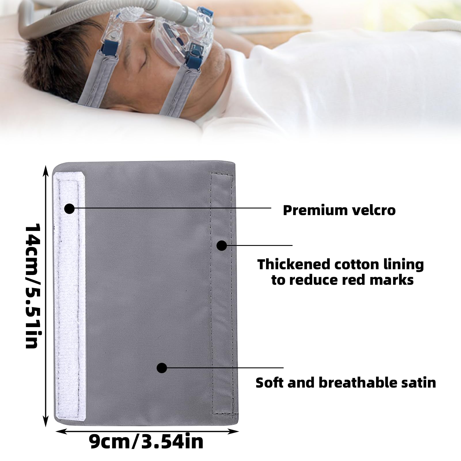 JDVBDNK almohadillas de CPAP de satén; acolchado cómodo en gris.
