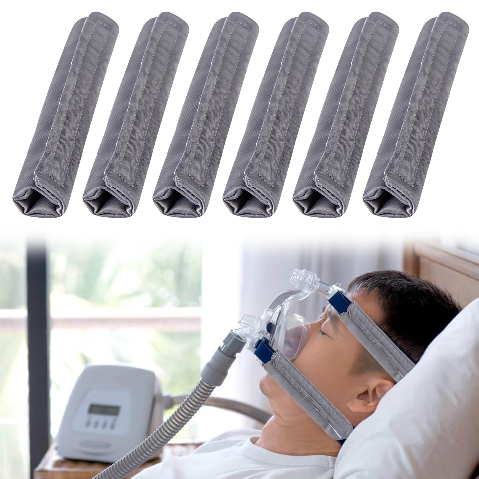JDVBDNK cubiertas de seda CPAP para correa; gris suave para piel sensible.