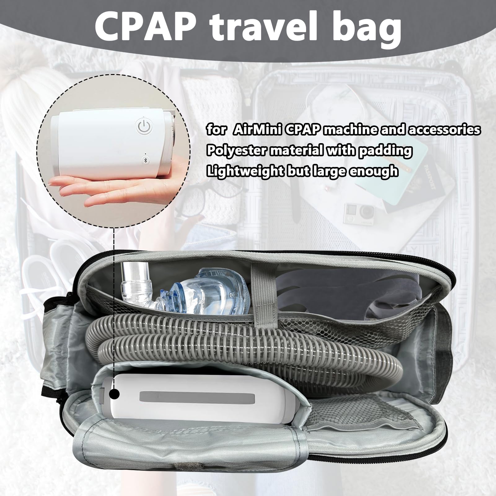 JDVBDNK diseño inteligente CPAP AirMini con cierre para acceso rápido