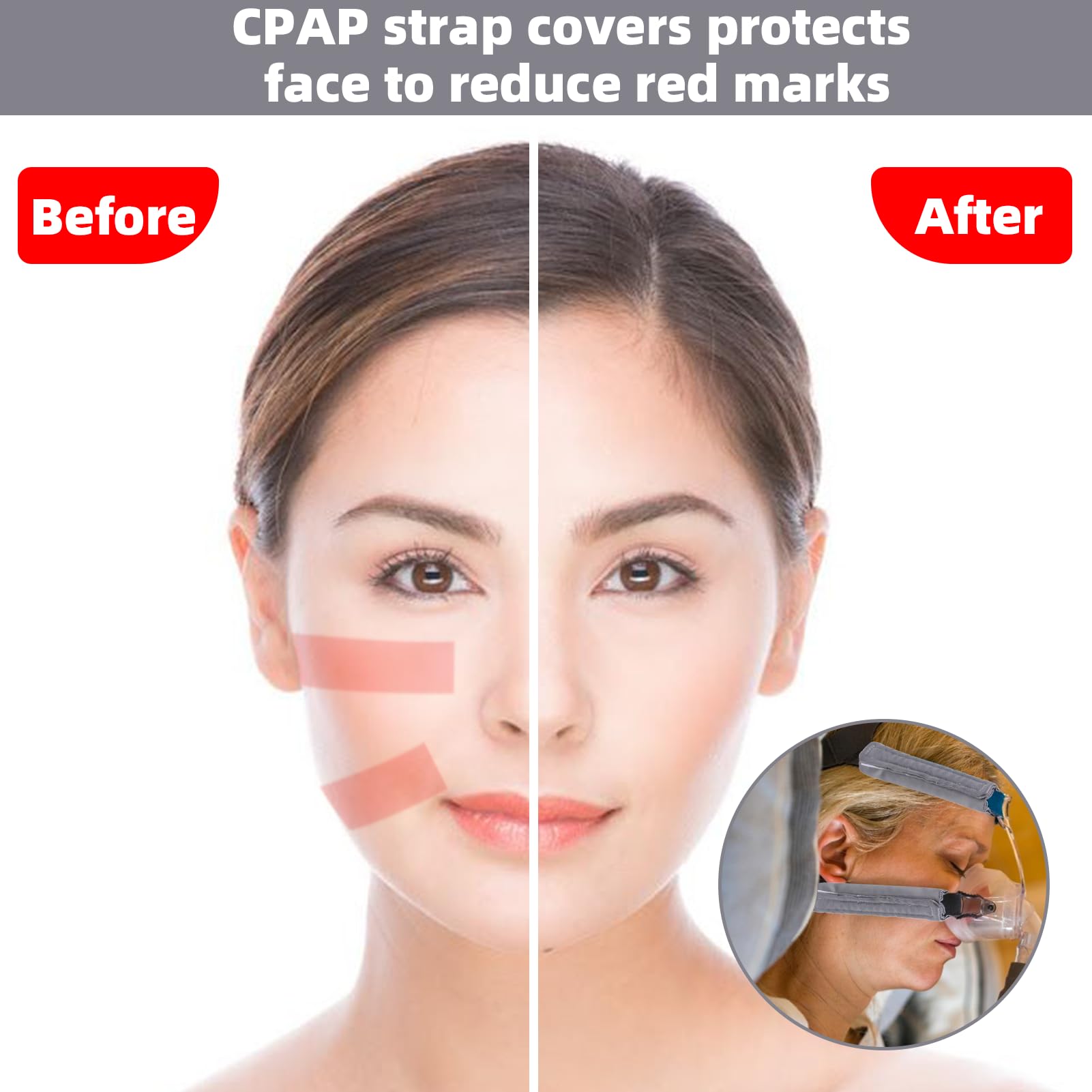 JDVBDNK protección de piel CPAP satén gris; evita roces y molestias.