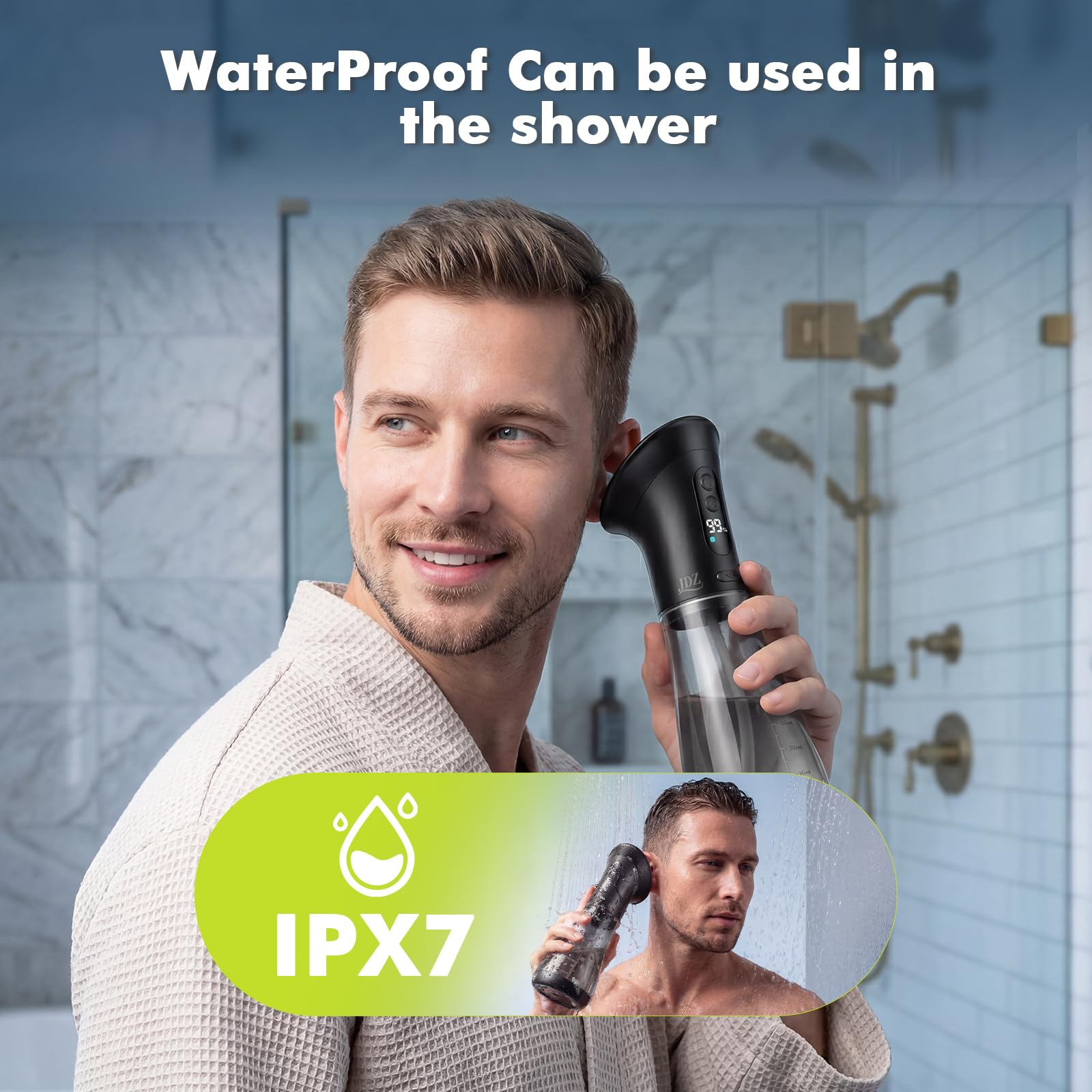 JDZ IPX7 waterproof design makes rinsing simple and hygienic