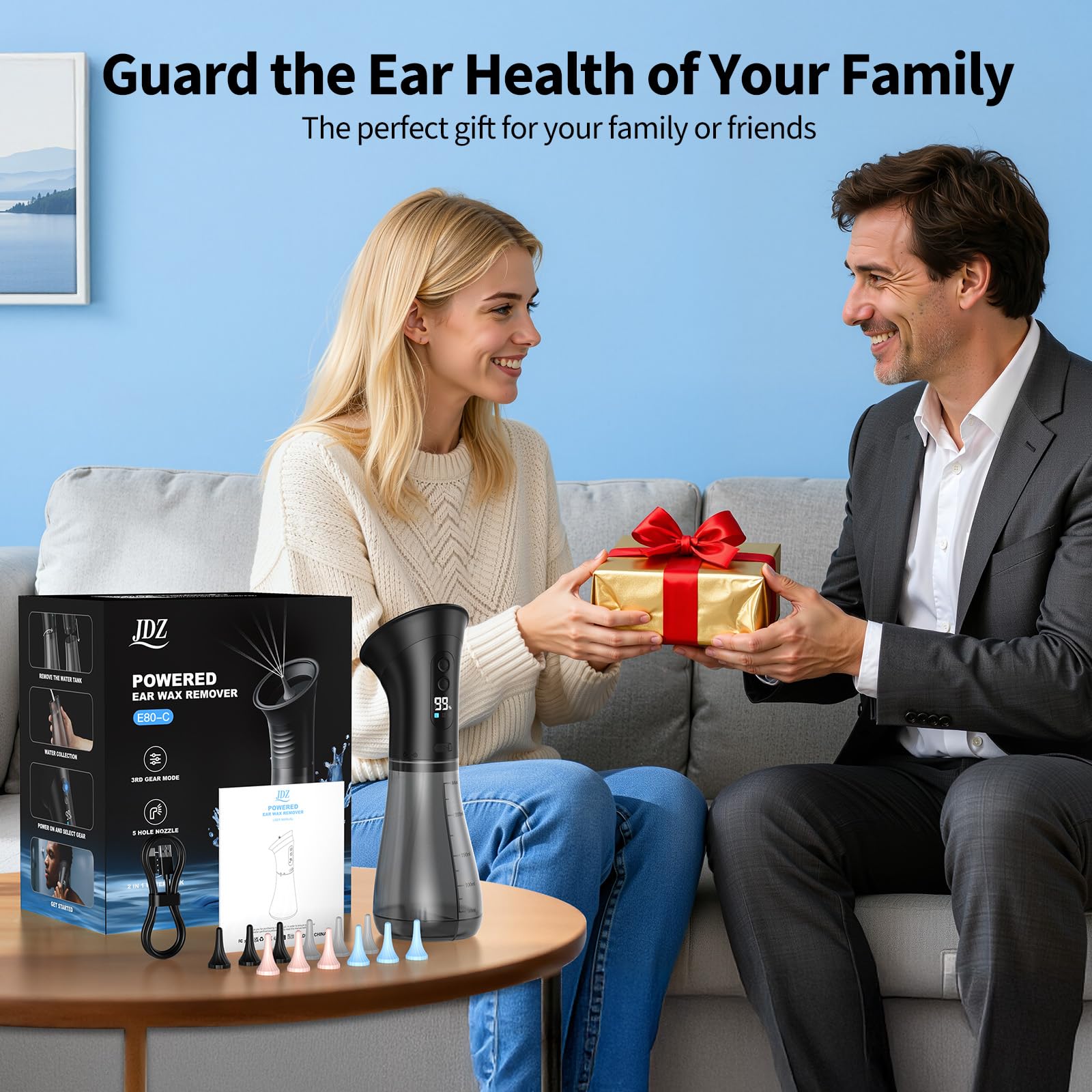 JDZ rechargeable ear cleaner with long-lasting cordless power