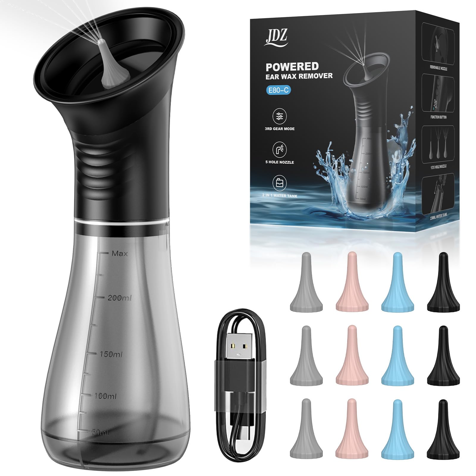JDZ upgraded ear-wax removal system for gentle at-home cleaning