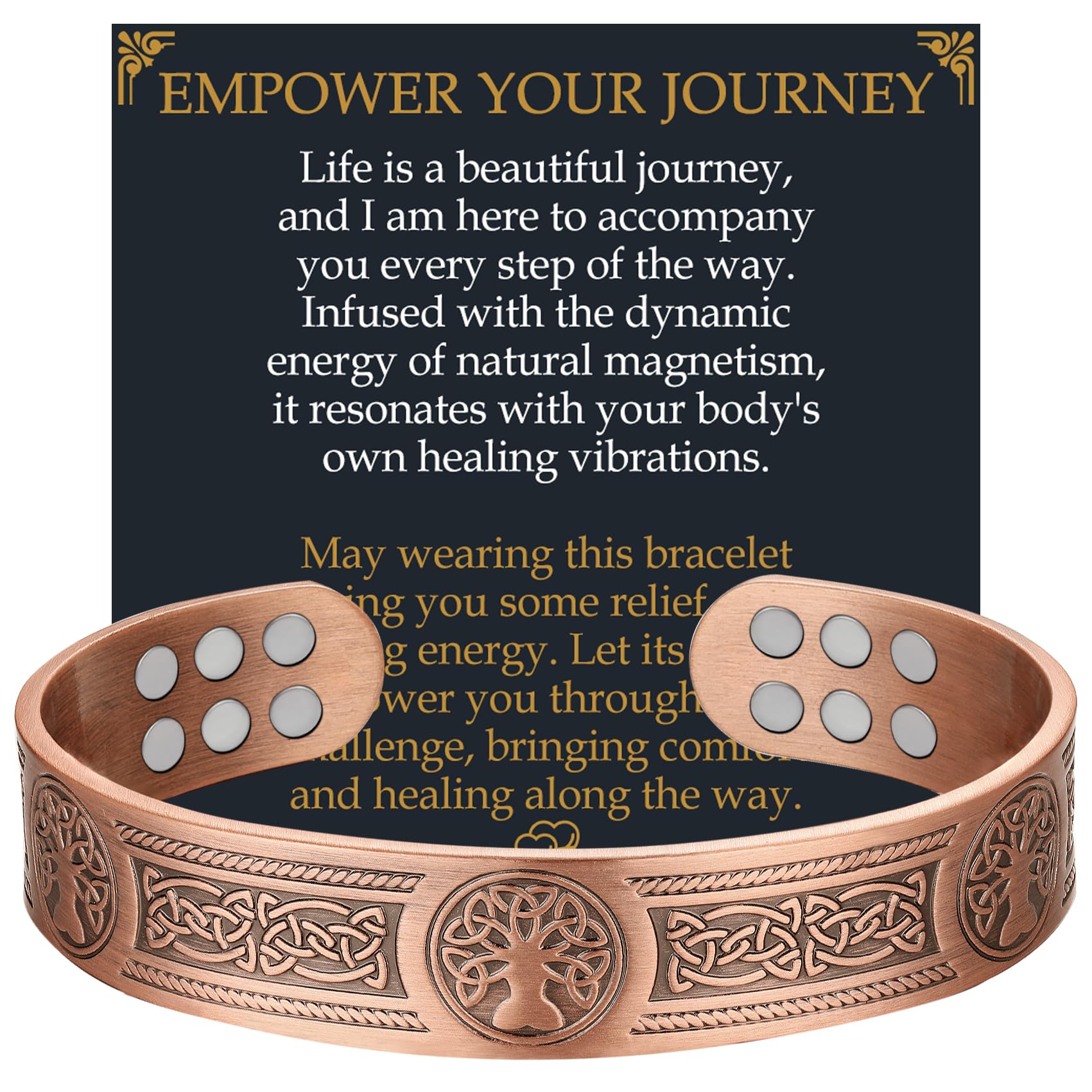 Brazalete de cobre Jecanori con Árbol de la Vida, estilo y conexión.