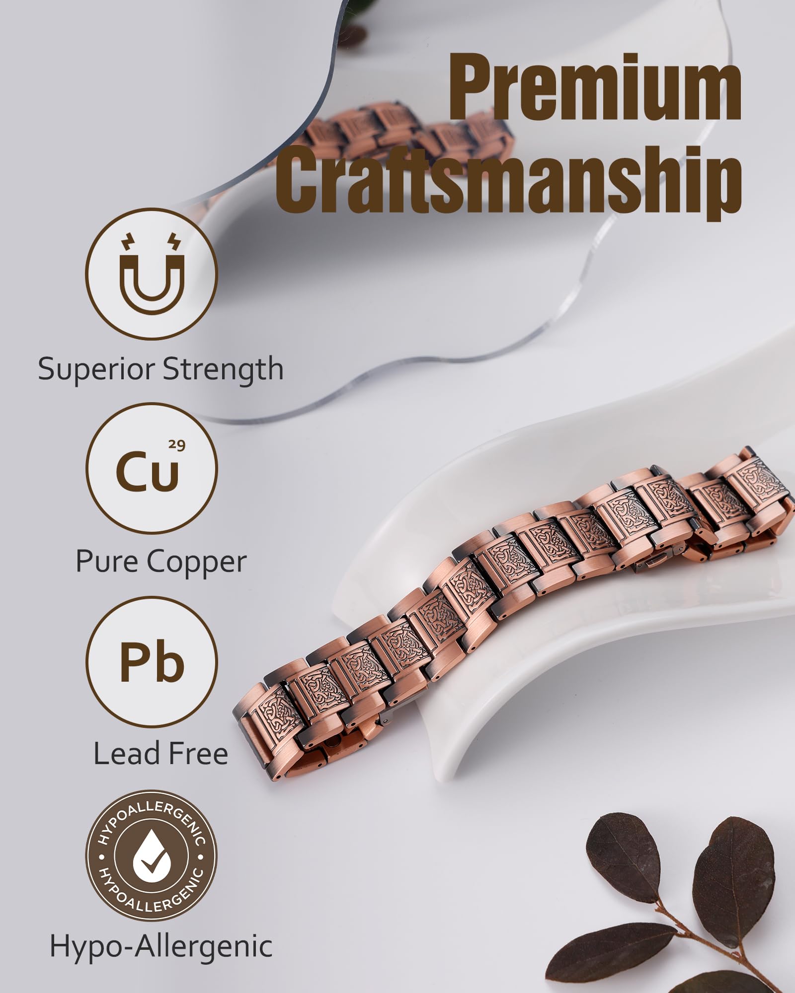 Empaque elegante Jecanori, pulsera de cobre lista para regalo.
