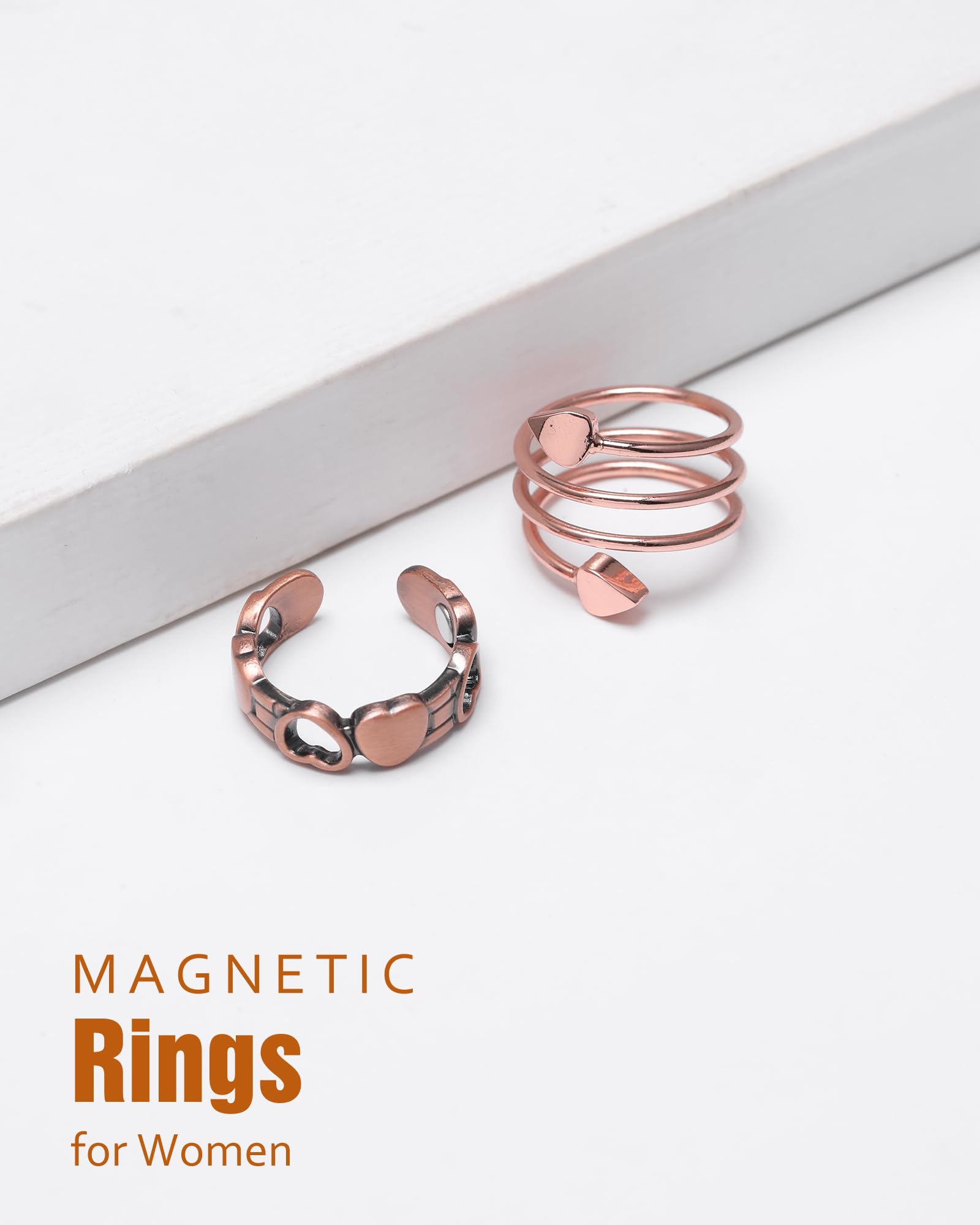 Set de dos anillos de cobre Jecanori, regalo ideal en la caja.