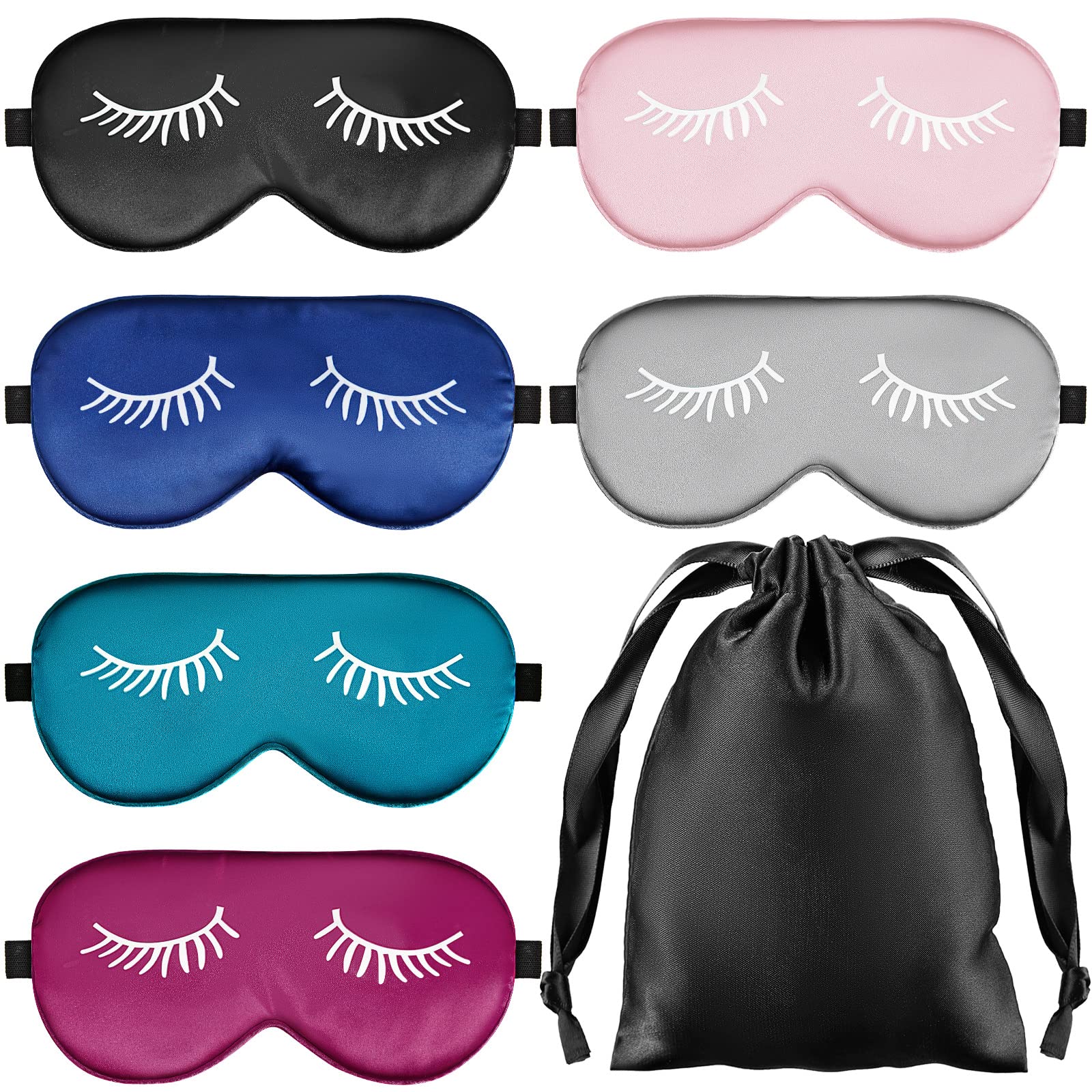 Mascaras Jecery de seda, juego de 6, para dormir profundamente