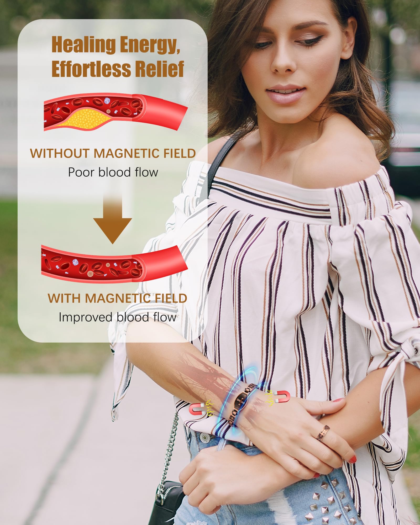 Jeracol brazalete cobre con imanes como regalo significativo