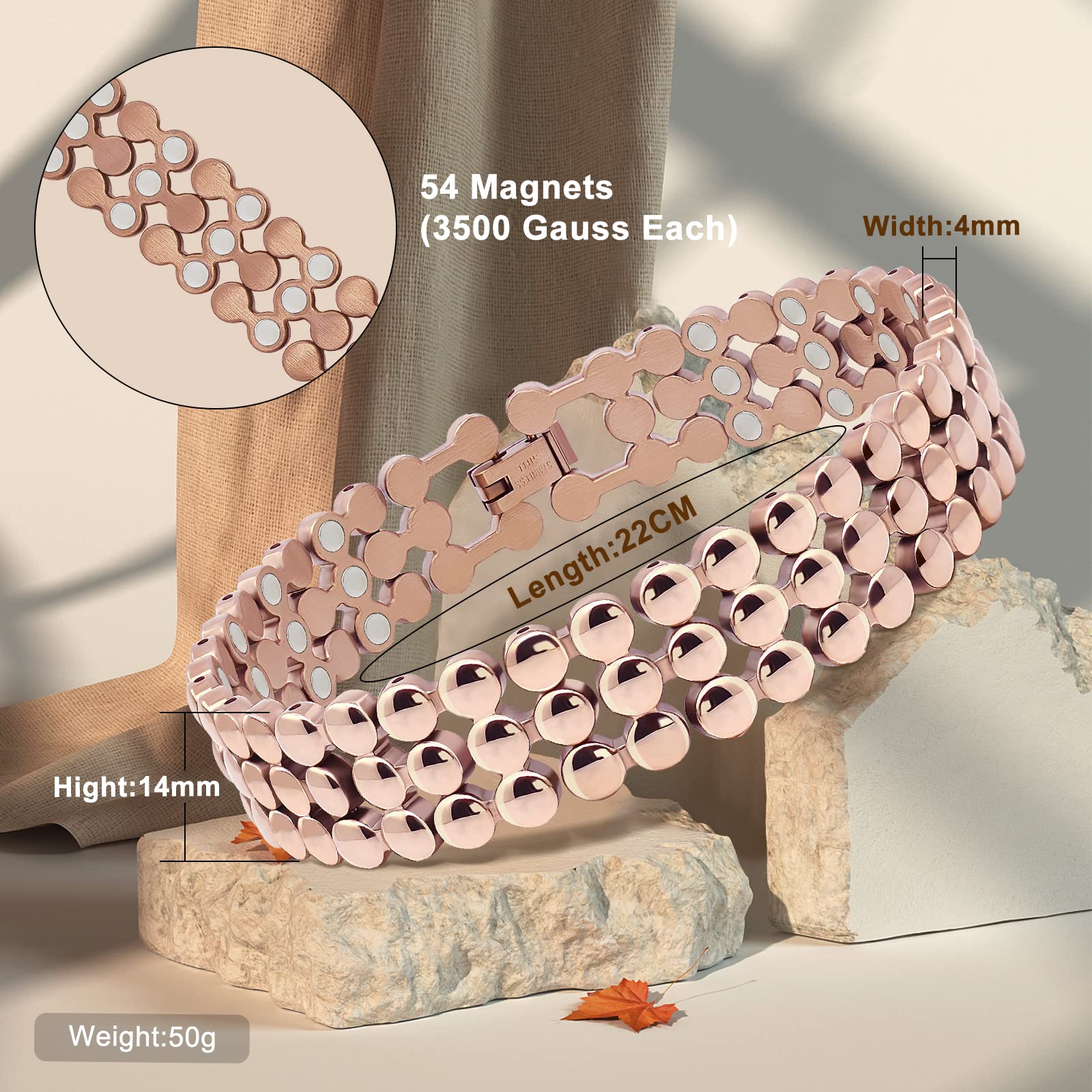 Pulsera magnética JEROOT con ajuste doble para adaptar la talla.