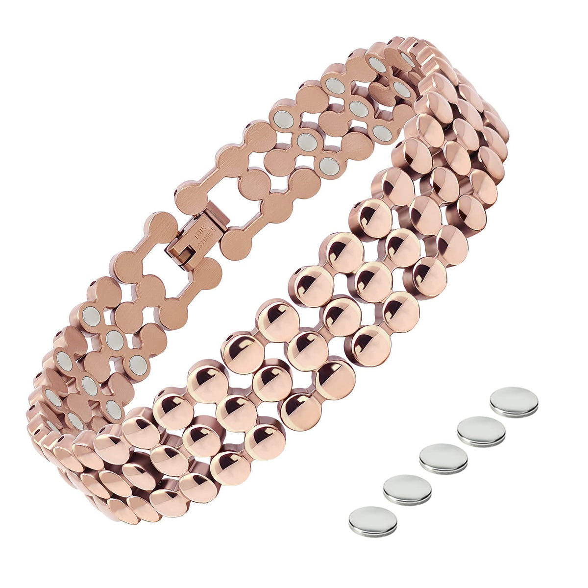 Pulsera magnética JEROOT con diseño amplio para uso diario cómodo y elegante.