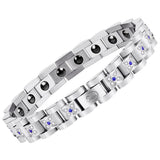 Pulsera magnética JEROOT para mujeres, detalle mariposa con zirconia azul.
