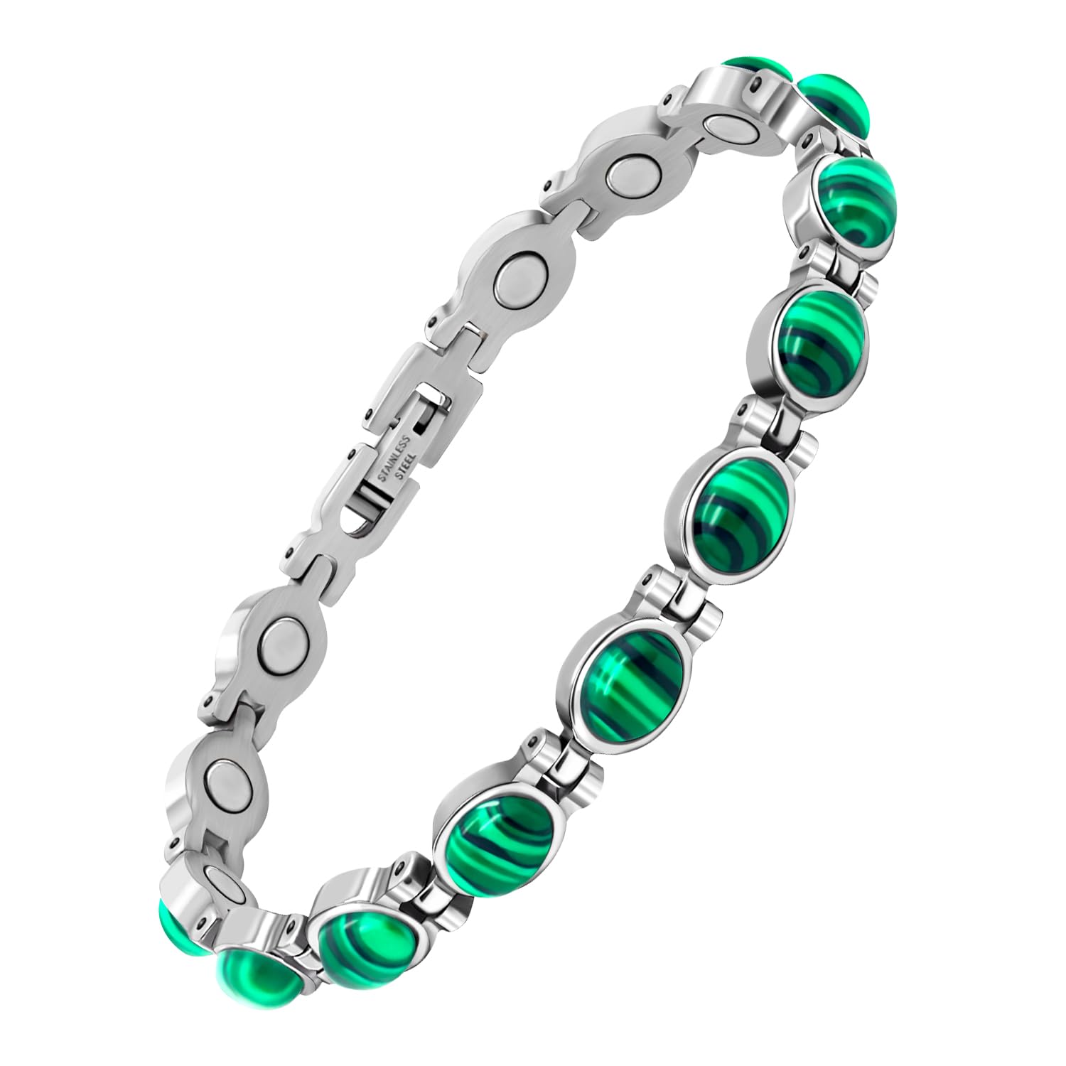 La pulsera magnética JEROOT con turquesa natural para uso diario y estilo