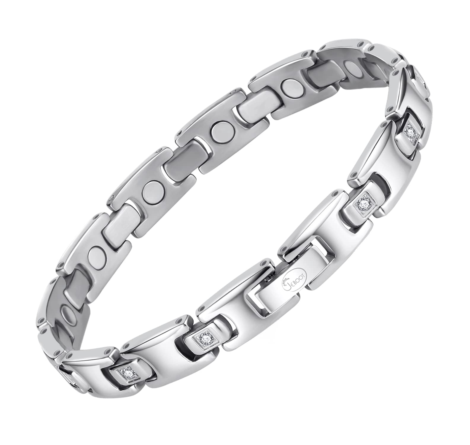 JEROOT pulsera titanio-magnetica-mujer: ligero y hipoalergénico para uso diario.