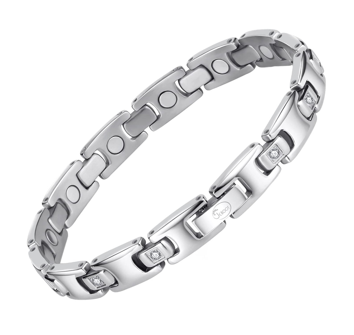JEROOT pulsera titanio-magnetica-mujer: ligero y hipoalergénico para uso diario.