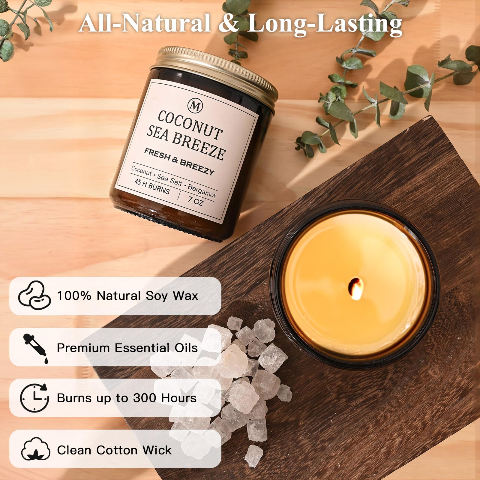 JGXLQ velas de soja sándalo ámbar para una textura aromática suave.