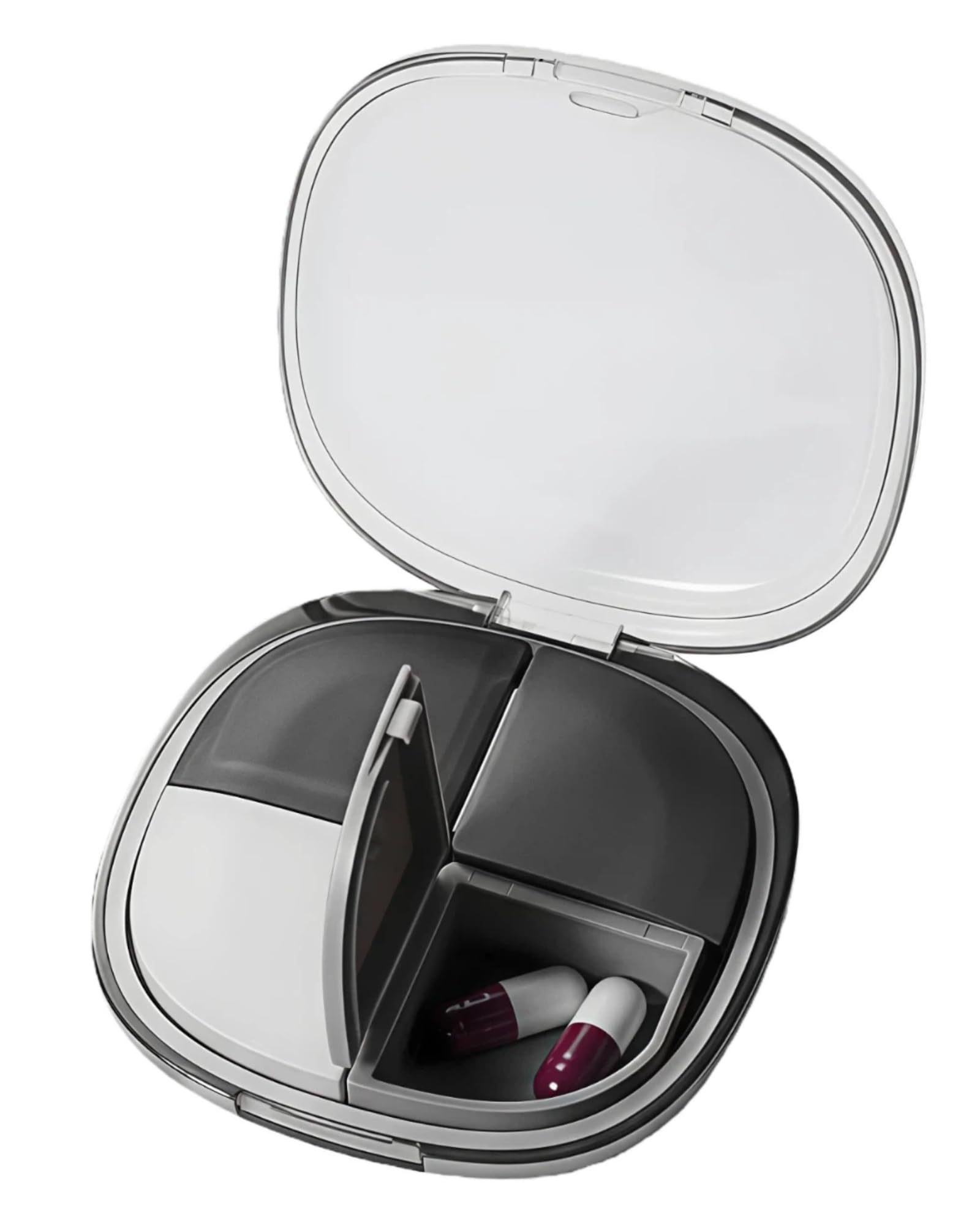 Pastillero portátil JHONE68 con cuatro compartimentos para viaje seguro.