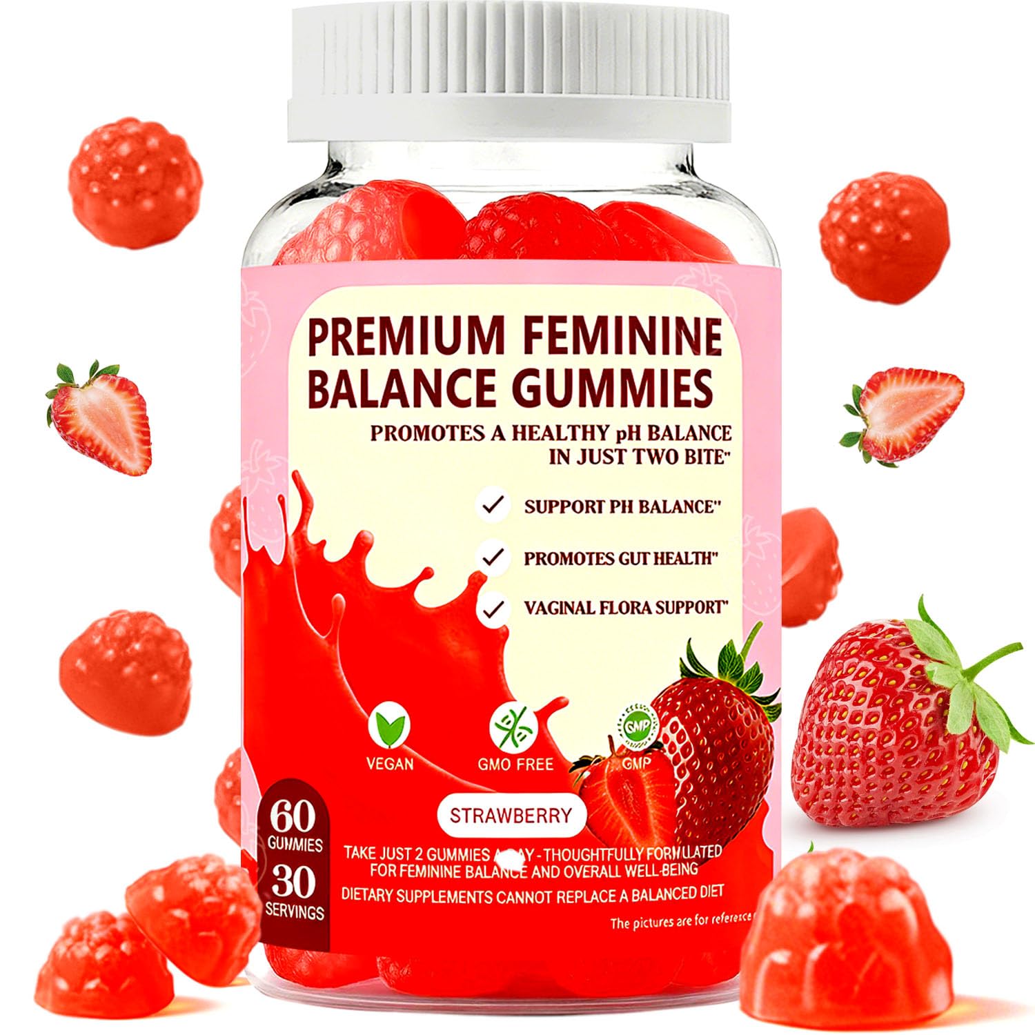 Gomitas JianQ Balance para mujeres en botella, apoyo al equilibrio diario.