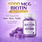 Gomitas sabor-uva de JianQ Biotin, experiencia diaria agradable.