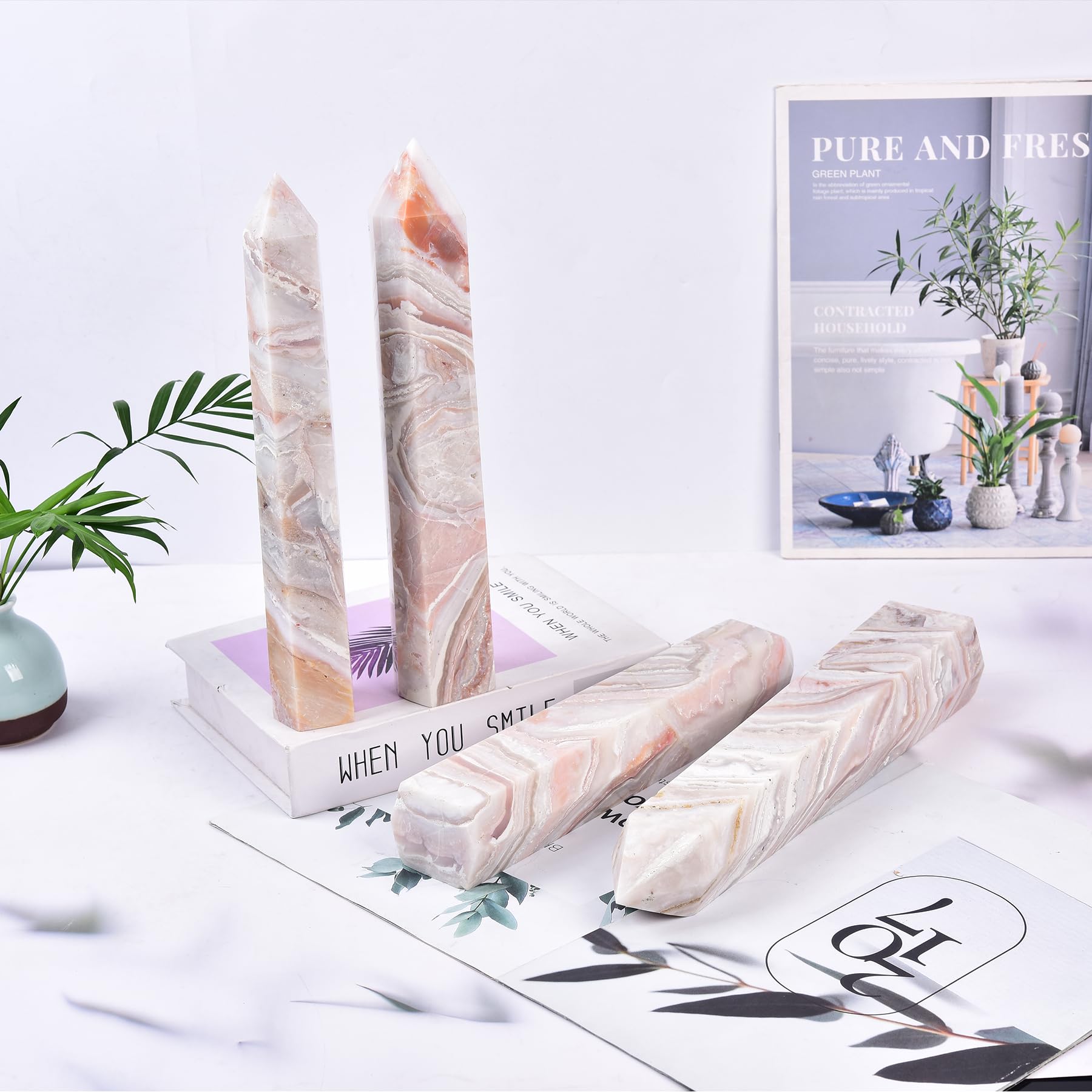 JIC Gem aroma cristal rosa, torre para aromaterapia suave