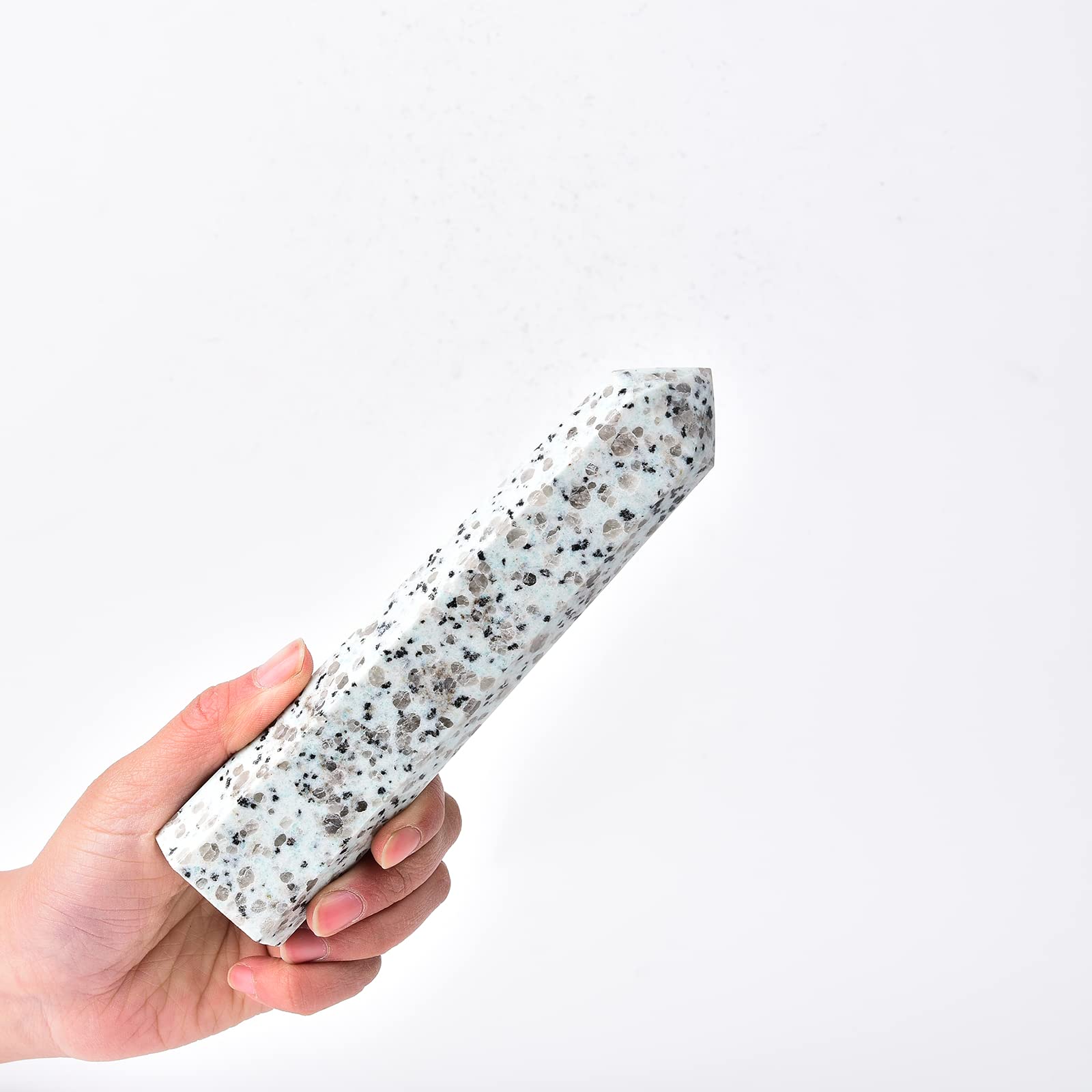 JIC Gem Balmatín quartz obelisco: torre de 6 facetas para canalizar energía durante la meditación.