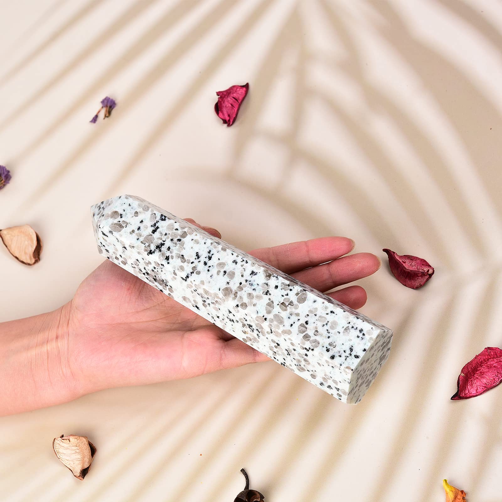 Balmatín quartz varita: punta hexagonal para sesiones de Reiki y balance mental.