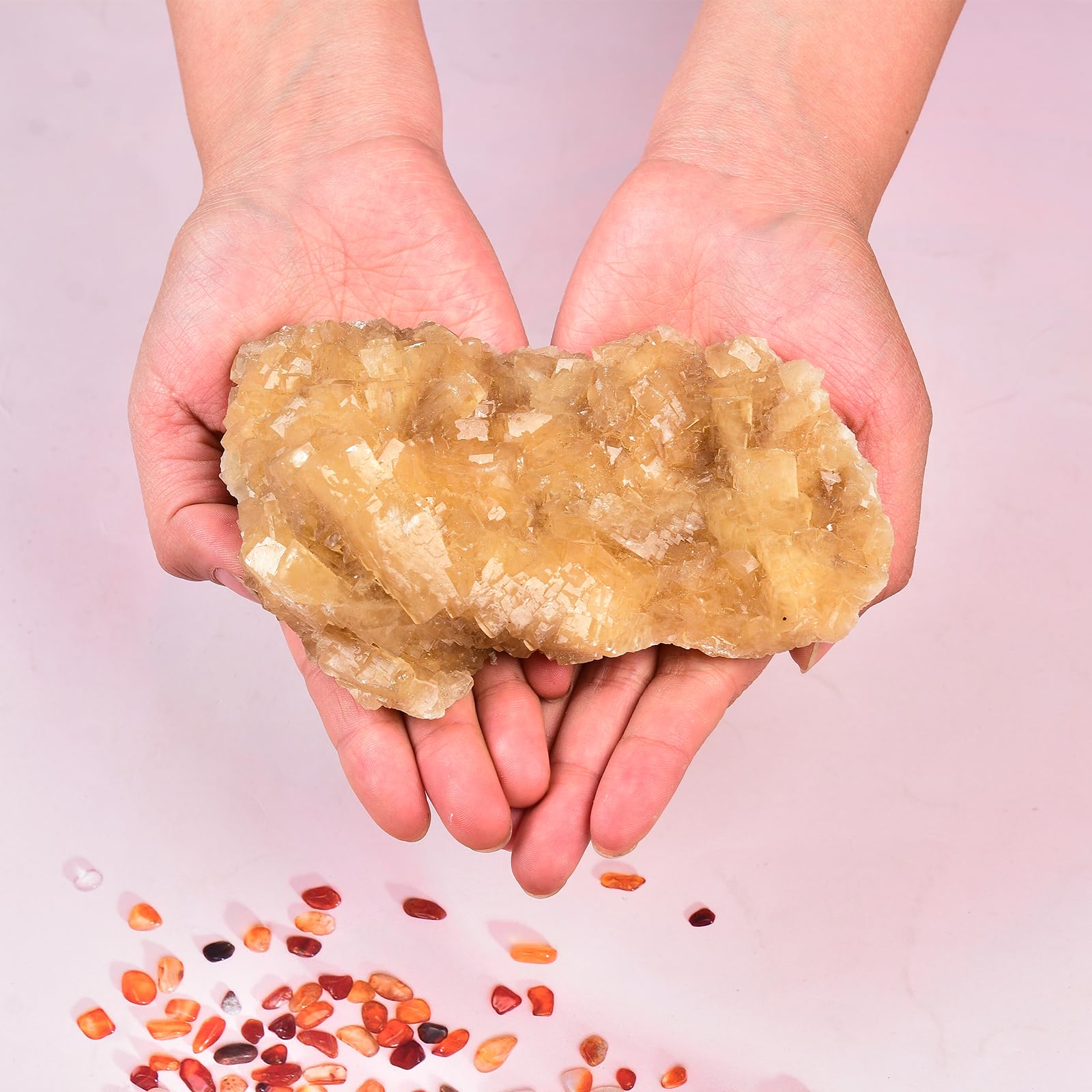 Calcita amarilla única de JIC Gem, pieza natural para colección.