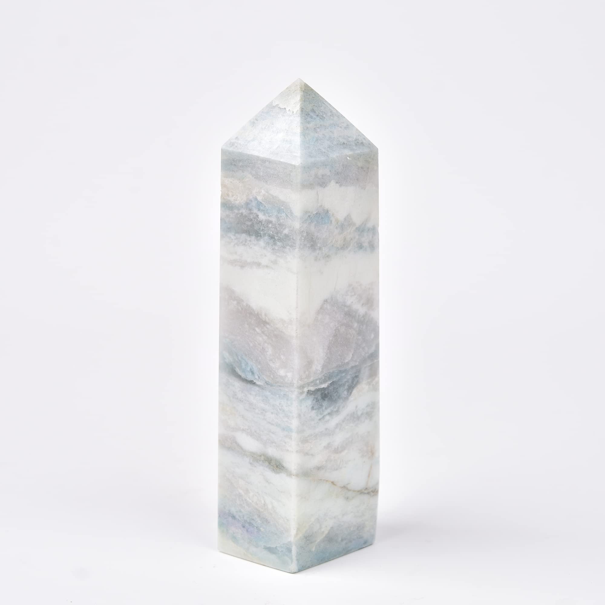JIC Gem Celestita Quartz Torre Obelisco para equilibrio emocional y meditación diaria.