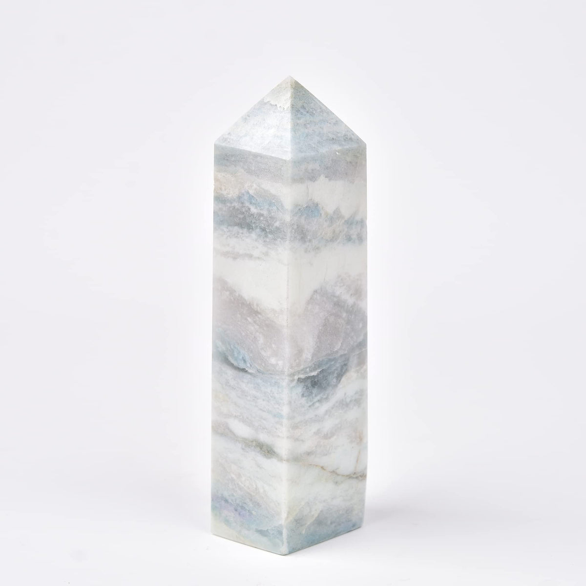 JIC Gem Celestita Quartz Torre Obelisco para equilibrio emocional y meditación diaria.