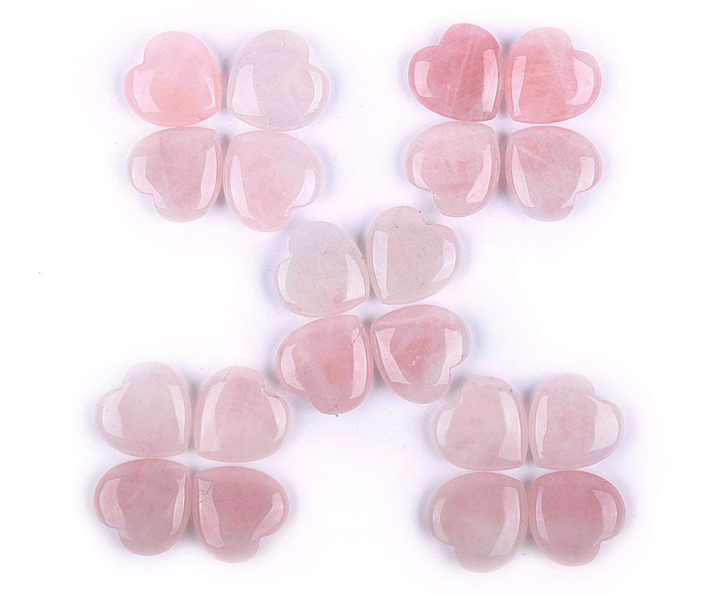 JIC Gem: Corazón de cuarzo rosa para sanación y decoración con energía suave.