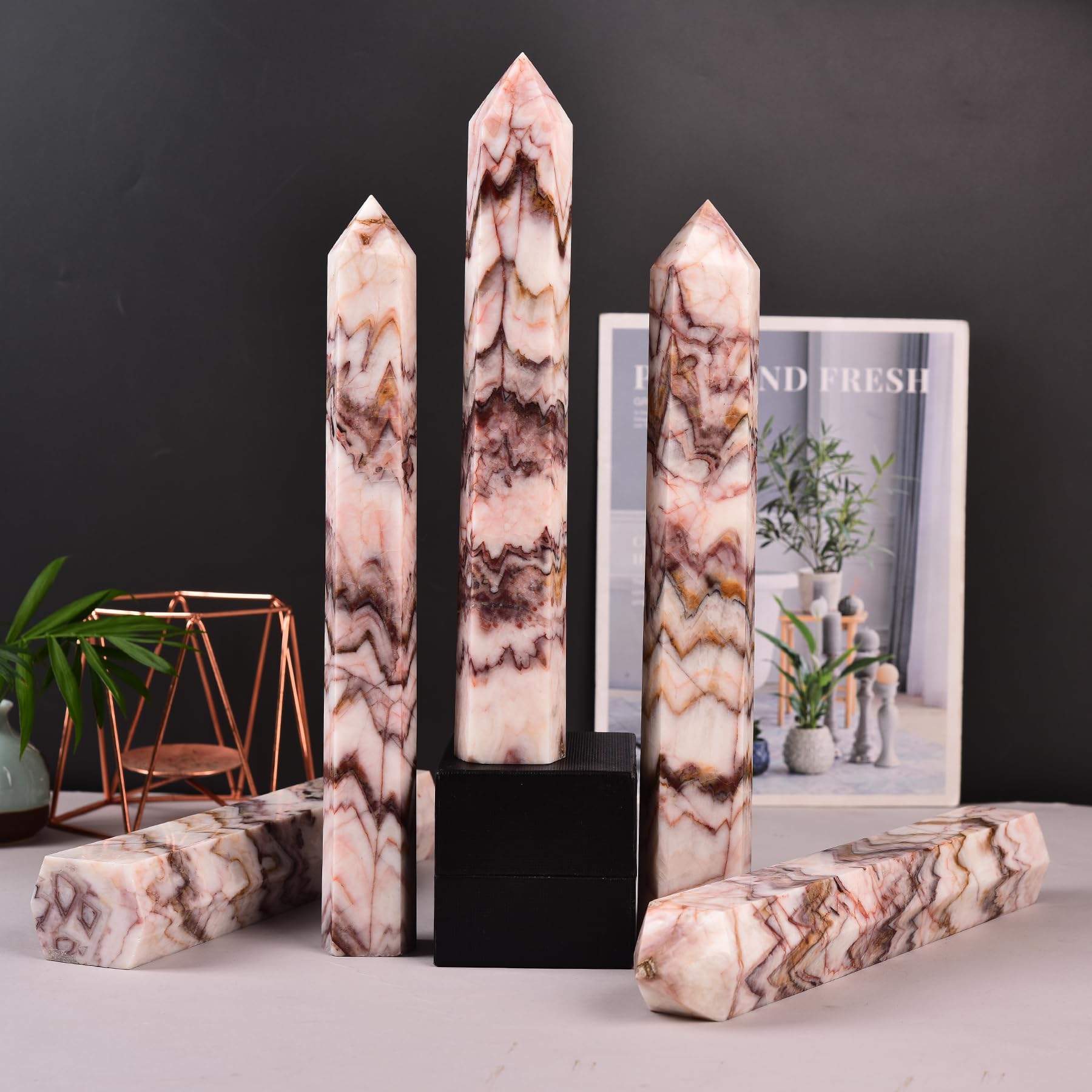 JIC Gem colección de cristal natural, pieza llamativa para centro de mesa.