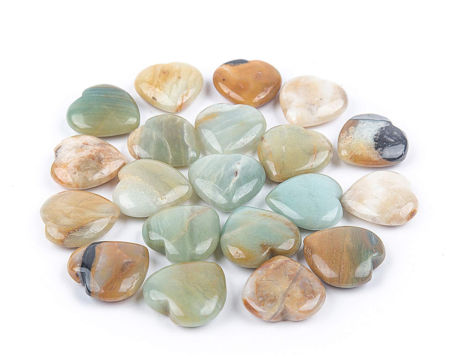 JIC Gem: conjunto de 20 corazones de amazonita 30 mm para relajación y meditación