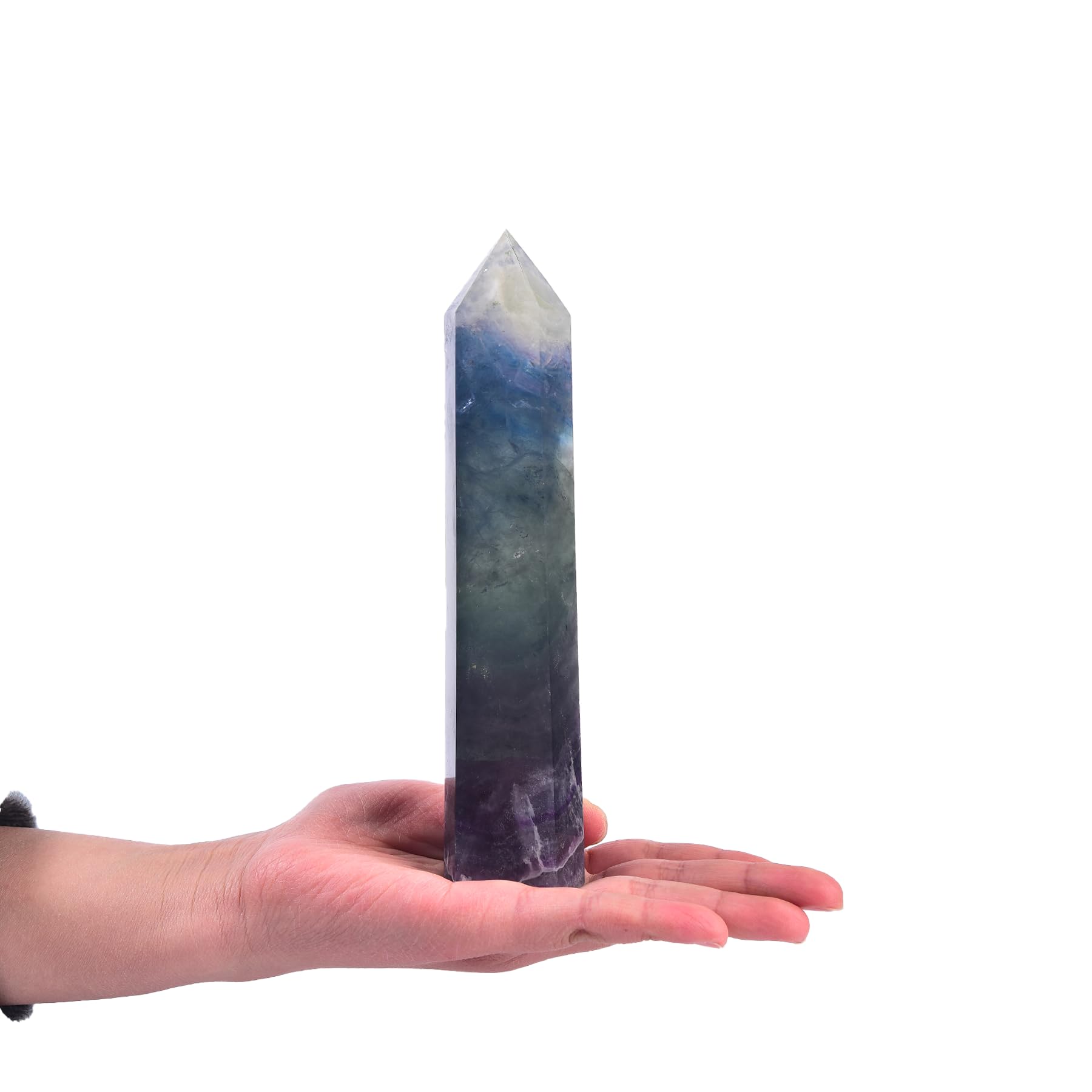 JIC Gem cristal fluorita 6 caras, foco para Reiki y decoración