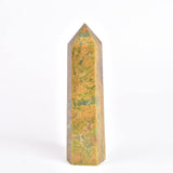 JIC Gem cristal jaspe verde con 6 facetas para meditación.