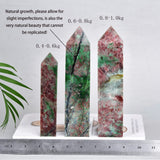JIC Gem varita cuarzo fresa y verde, pieza de colección de cristales.
