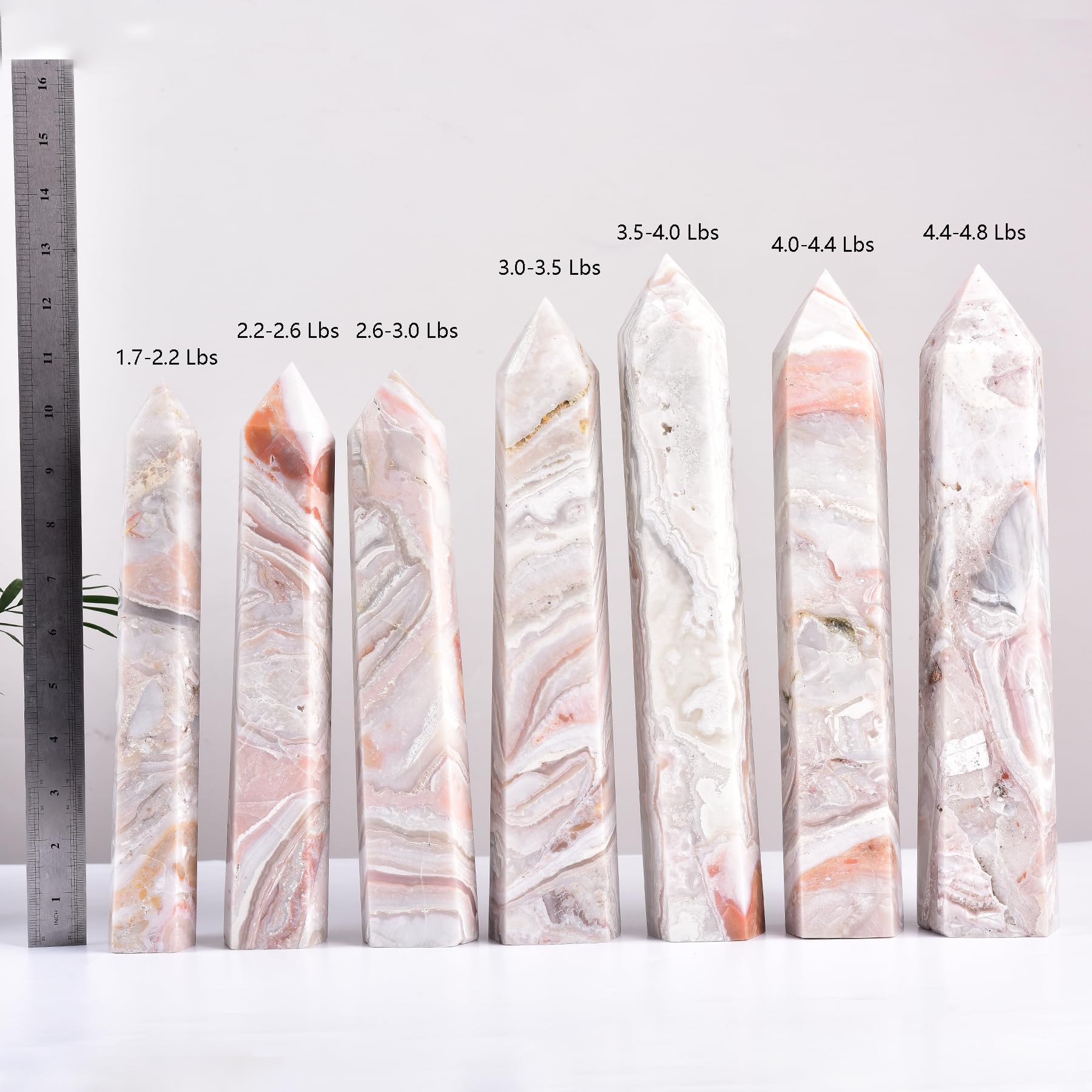 Decoración natural en agata rosa para mesas y altares con carácter.
