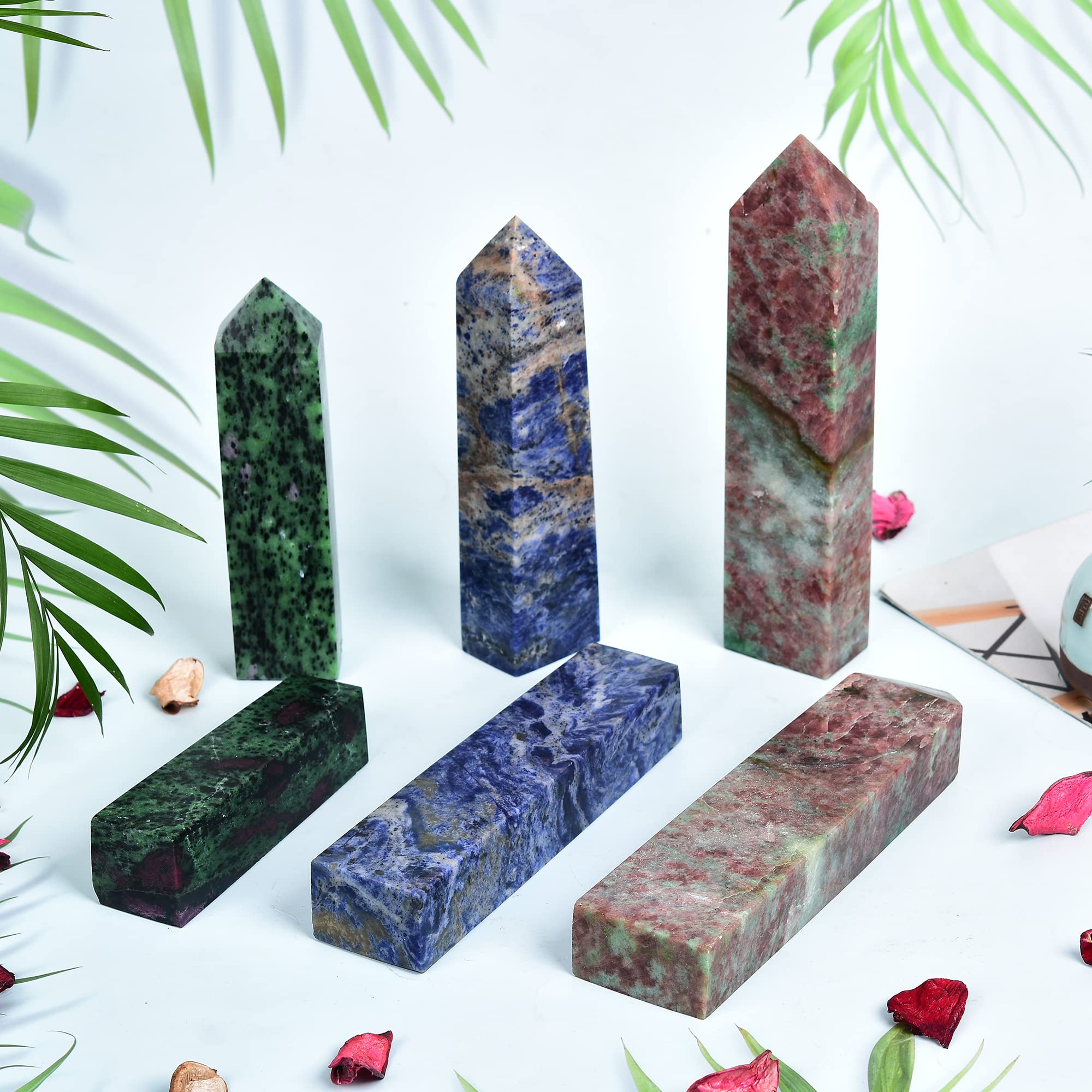 JIC Gem torre cristal cuarzo fresa-verde, regalo ideal para amantes de meditaciones.