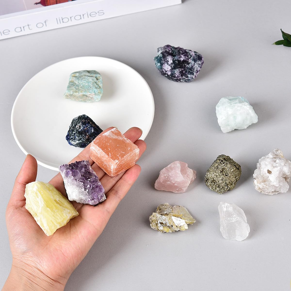 JIC Gem Fluorita verde, cristales brillantes para enfoque y equilibrio