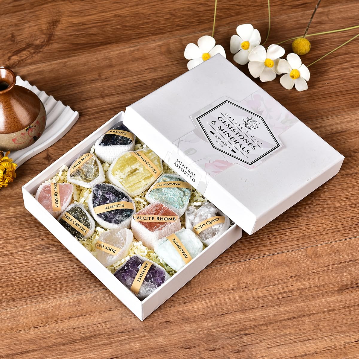 JIC Gem Geoda de cuarzo, pieza visual para colección y estudio