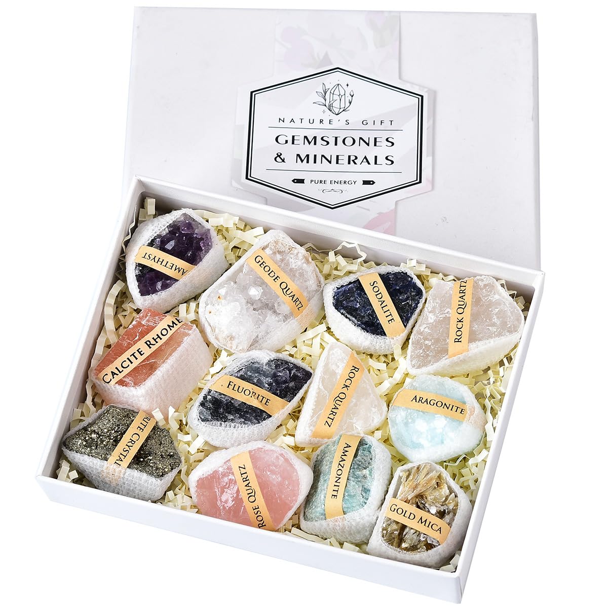 JIC Gem Mezcla de cristales para regalo en caja, decoración natural