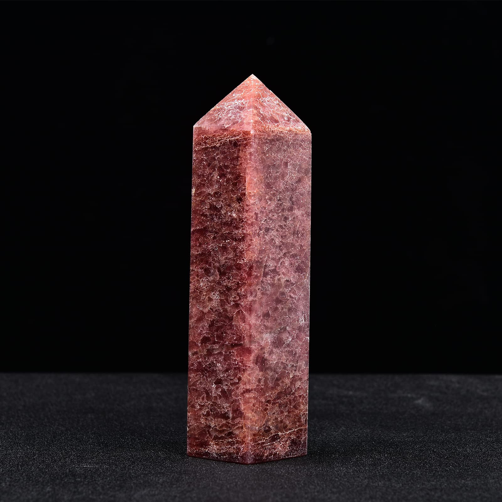 Obelisco JIC Gem de cristal rojo, pieza llamativa para sala o escritorio.