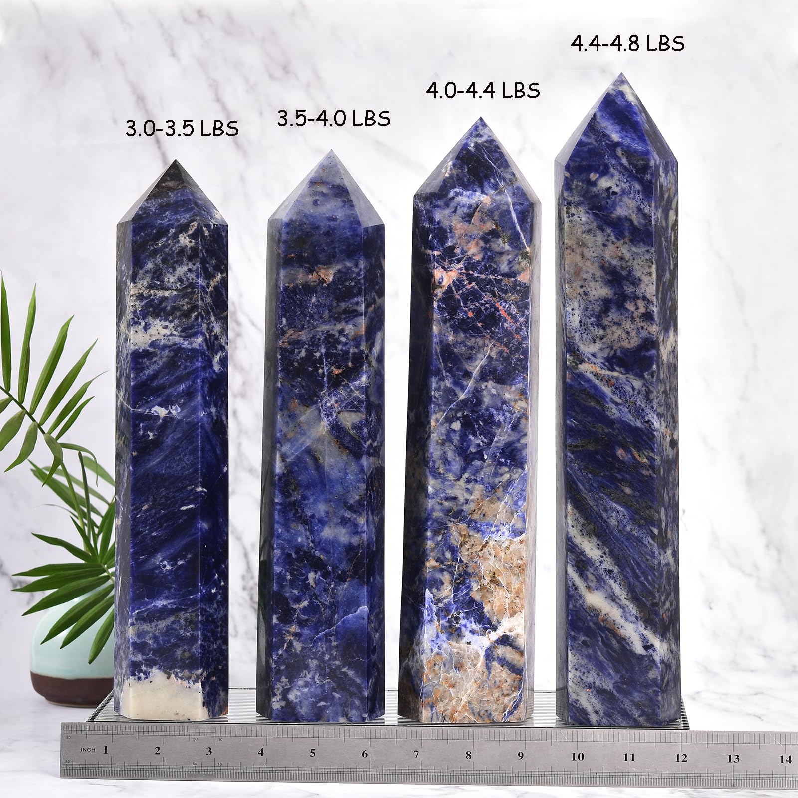 JIC Gem obelisco cristal sodalita azul para armonía emocional.