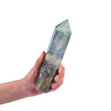 JIC Gem obelisco fluorita colorido para meditación y equilibrio emocional