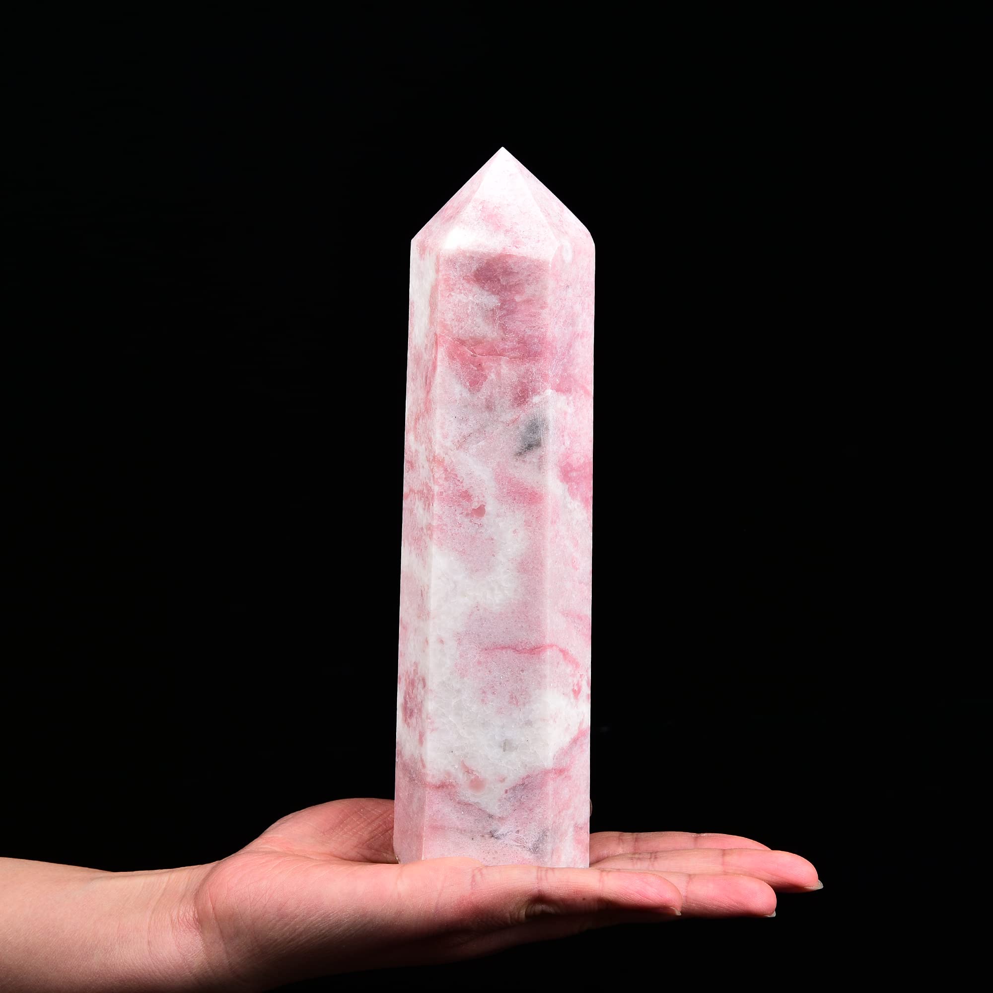 JIC Gem obelisco rosa polvo opal cuarzo: decoración elegante para sala