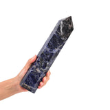 JIC Gem obelisco sodalita azul frente, ideal para meditación