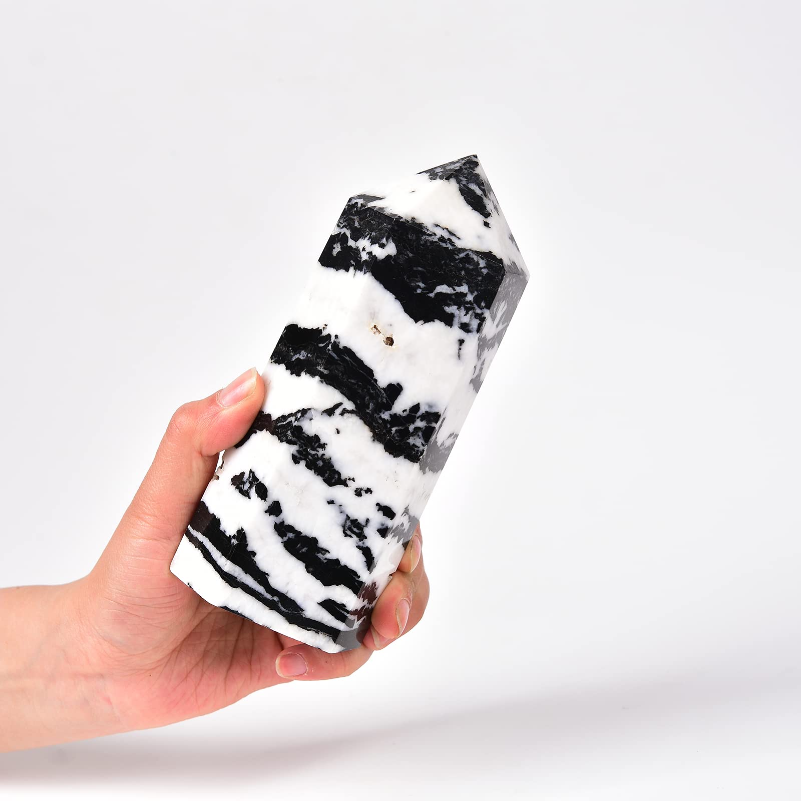 JIC Gem Obelisco Zebra Jasper, muestra fortaleza y protección de aura