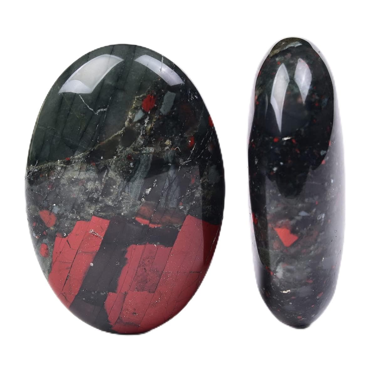 JIC Gem piedra palma sangre de África pulida para relajación y meditación.