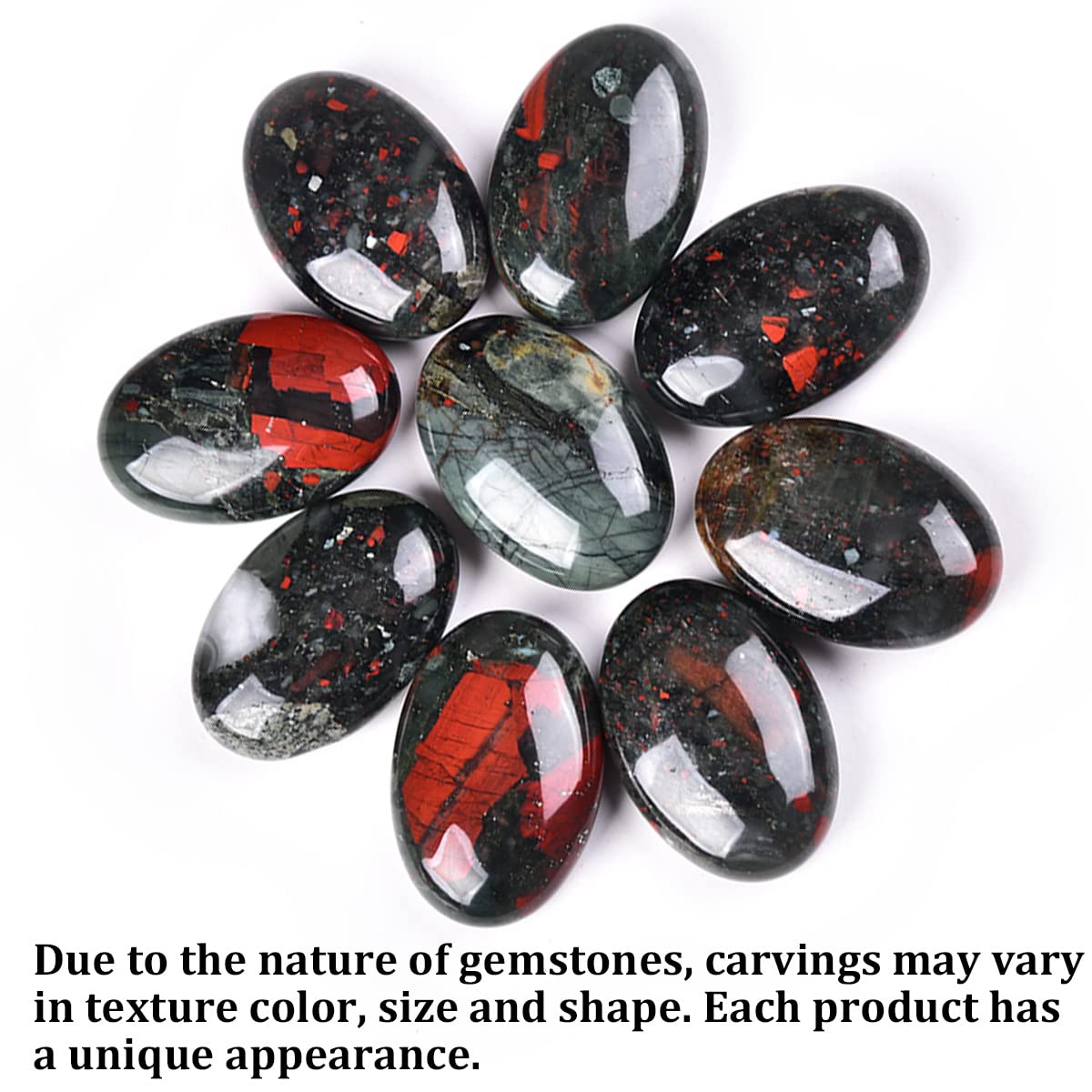 Piedra palma sangre de África de JIC Gem, detalle pulido para enfoque.